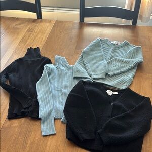 Cozy Black and Blue Sweater Set